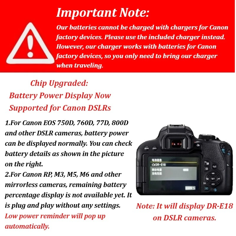 LP-E17 7.2V 1040mAh Rechargeab - Canon Camera Eos R8 评论和价格